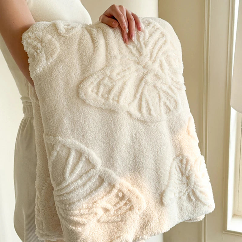 White Cozy Butterfly Blanket
